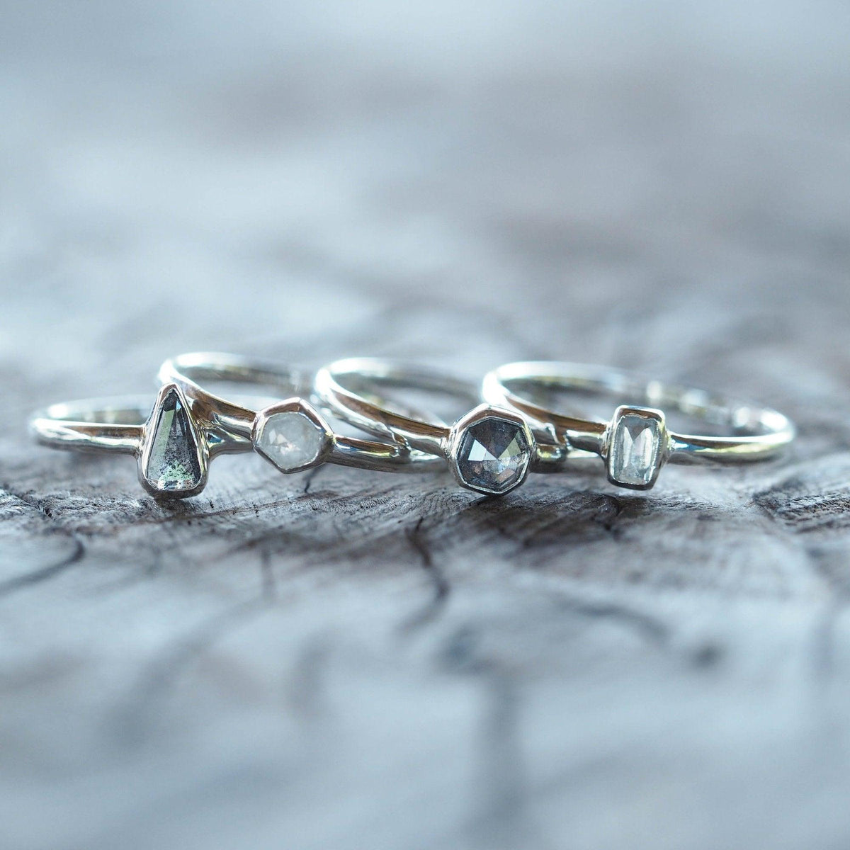 Custom Small Diamond Ring in Silver - Gardens of the Sun | Ethical Jewelry