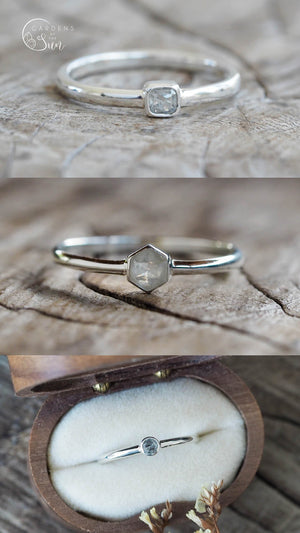 Custom Small Diamond Ring in Silver - Gardens of the Sun | Ethical Jewelry