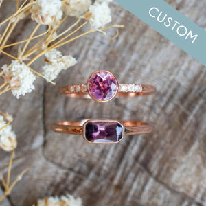 14K Rose Gold Double Row Pavé Pink Sapphire Ring