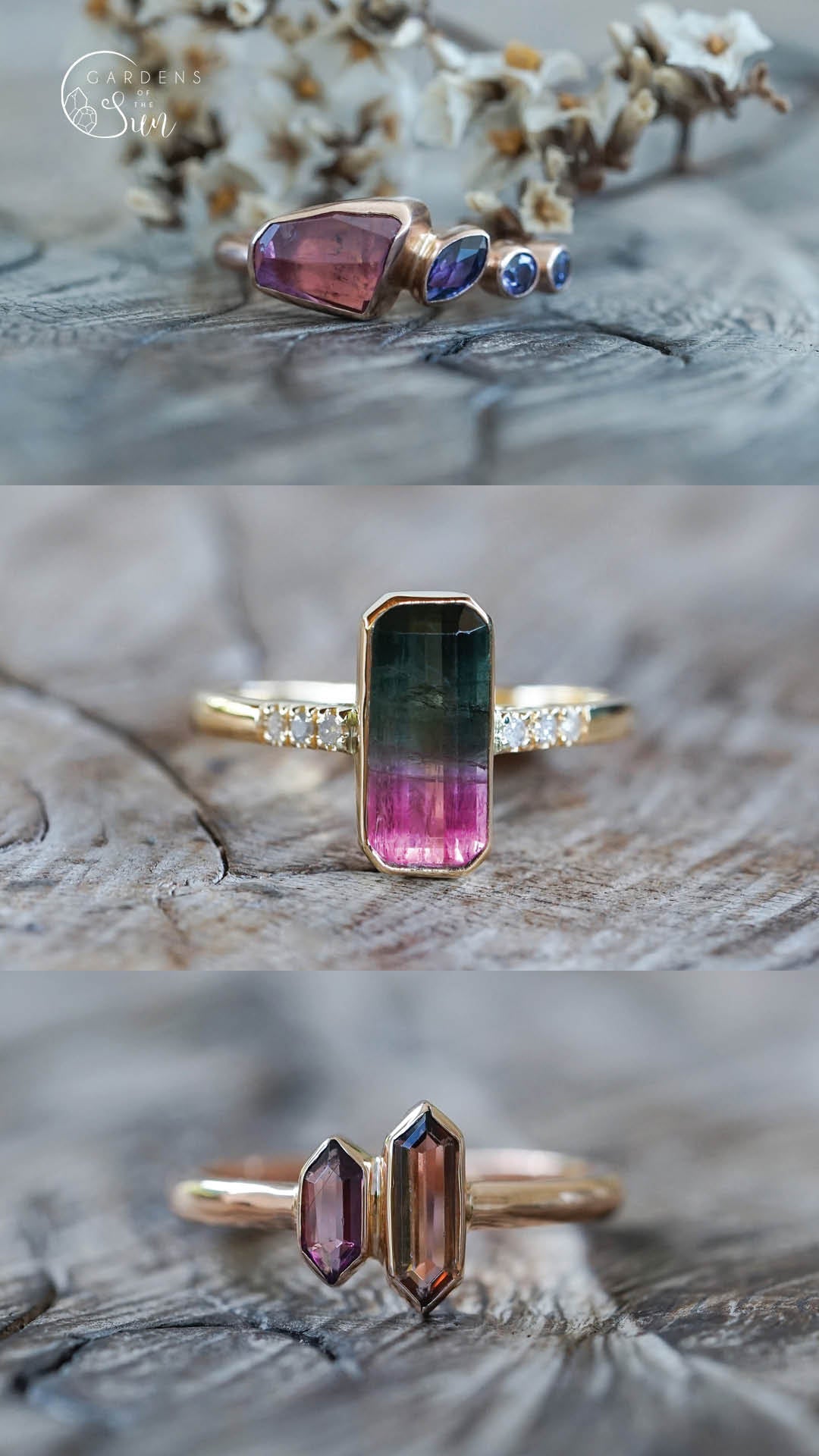14KT Rose Gold Watermelon Tourmaline Diamond Ring - Rings - Ready to Ship  (ships in 7-10 business days) - SHOP