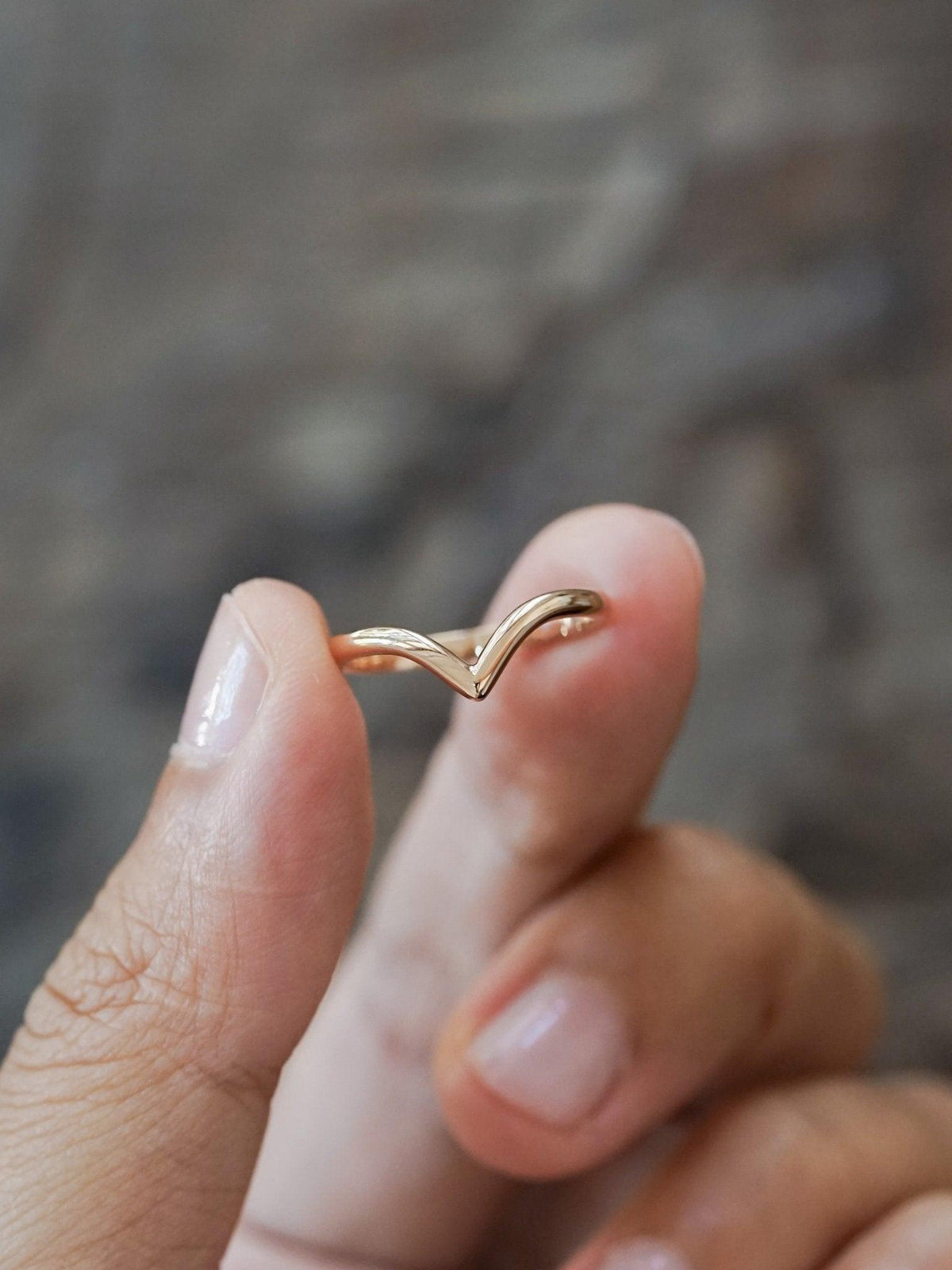 Custom V-shaped Nesting Band in Gold - Gardens of the Sun | Ethical Jewelry
