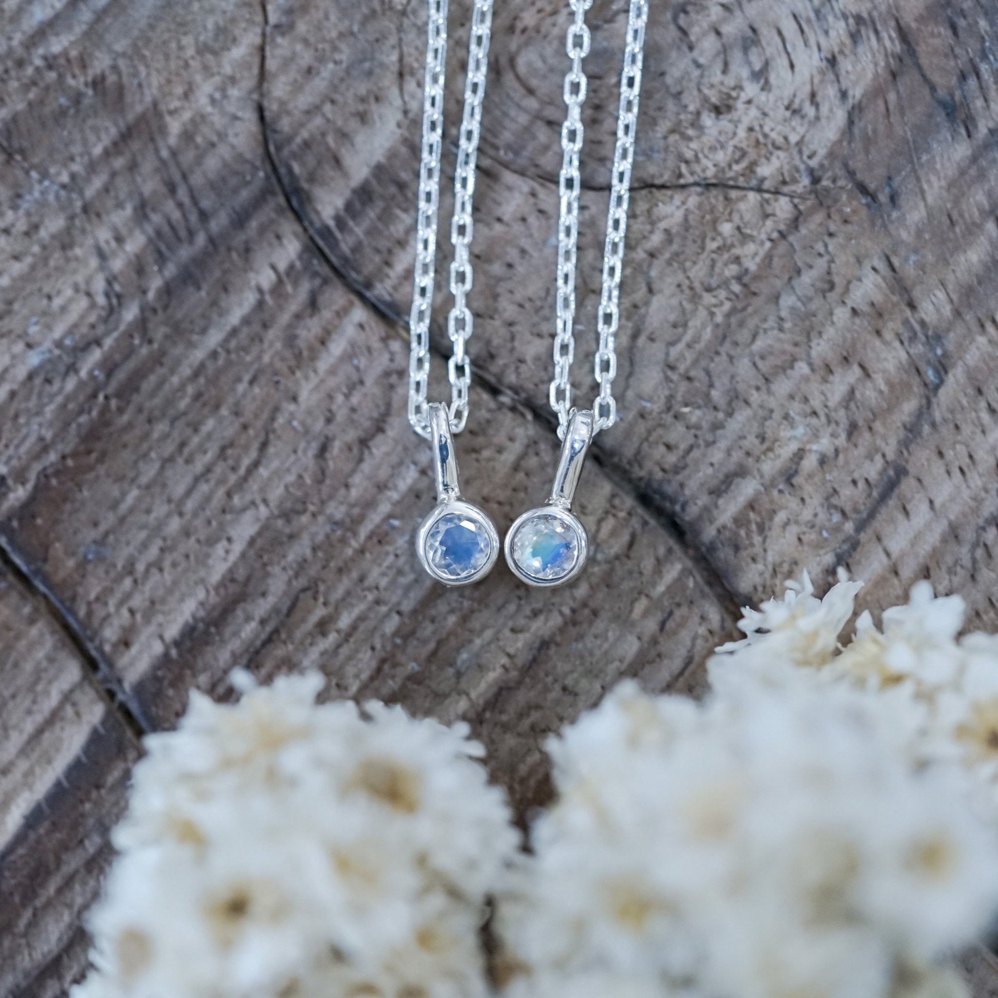 Extra large round Moonstone pendant sterling silver necklace - Moon diva
