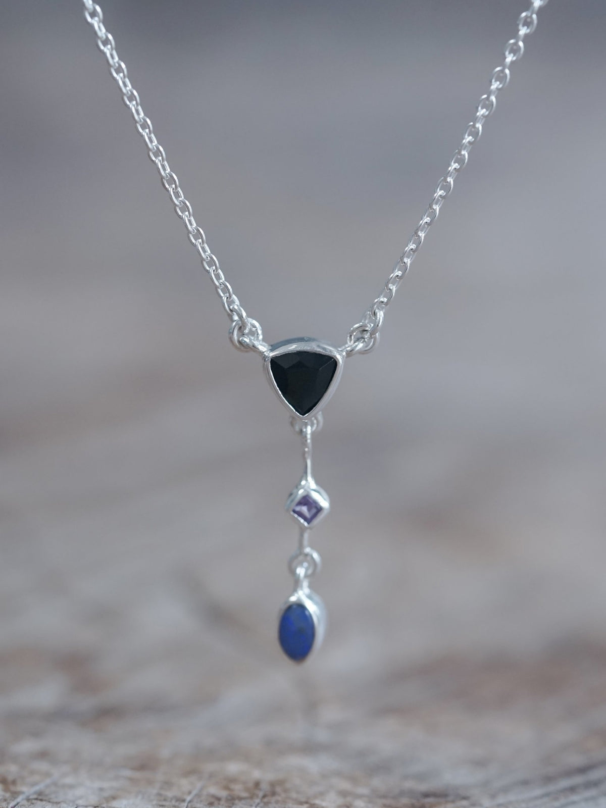 Dark Matter Spinel, Amethyst and Opal Necklace - Gardens of the Sun | Ethical Jewelry
