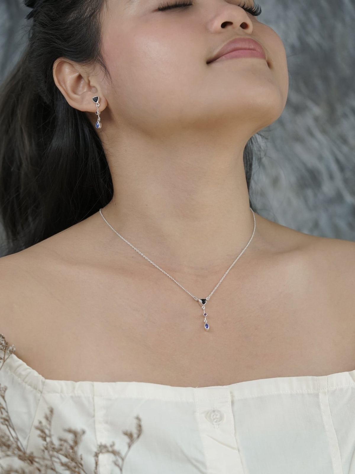 Dark Matter Spinel, Amethyst and Opal Necklace - Gardens of the Sun | Ethical Jewelry