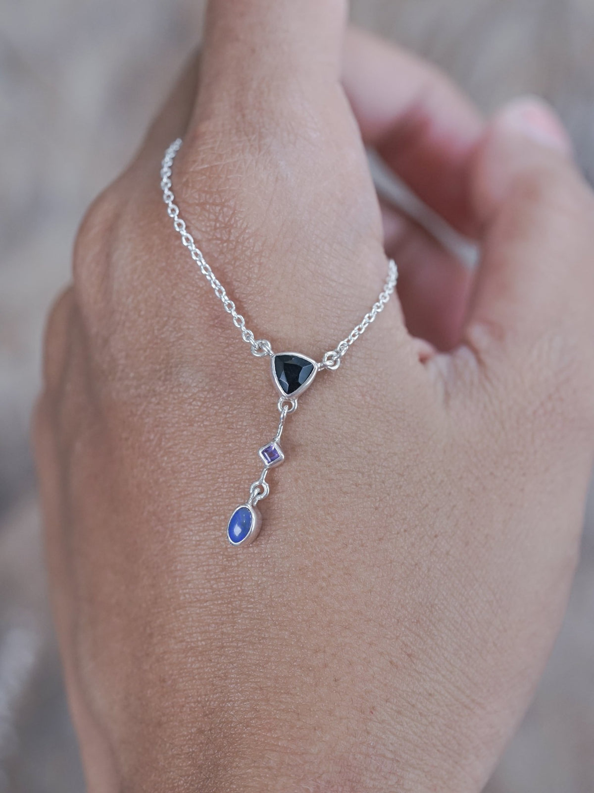 Dark Matter Spinel, Amethyst and Opal Necklace - Gardens of the Sun | Ethical Jewelry