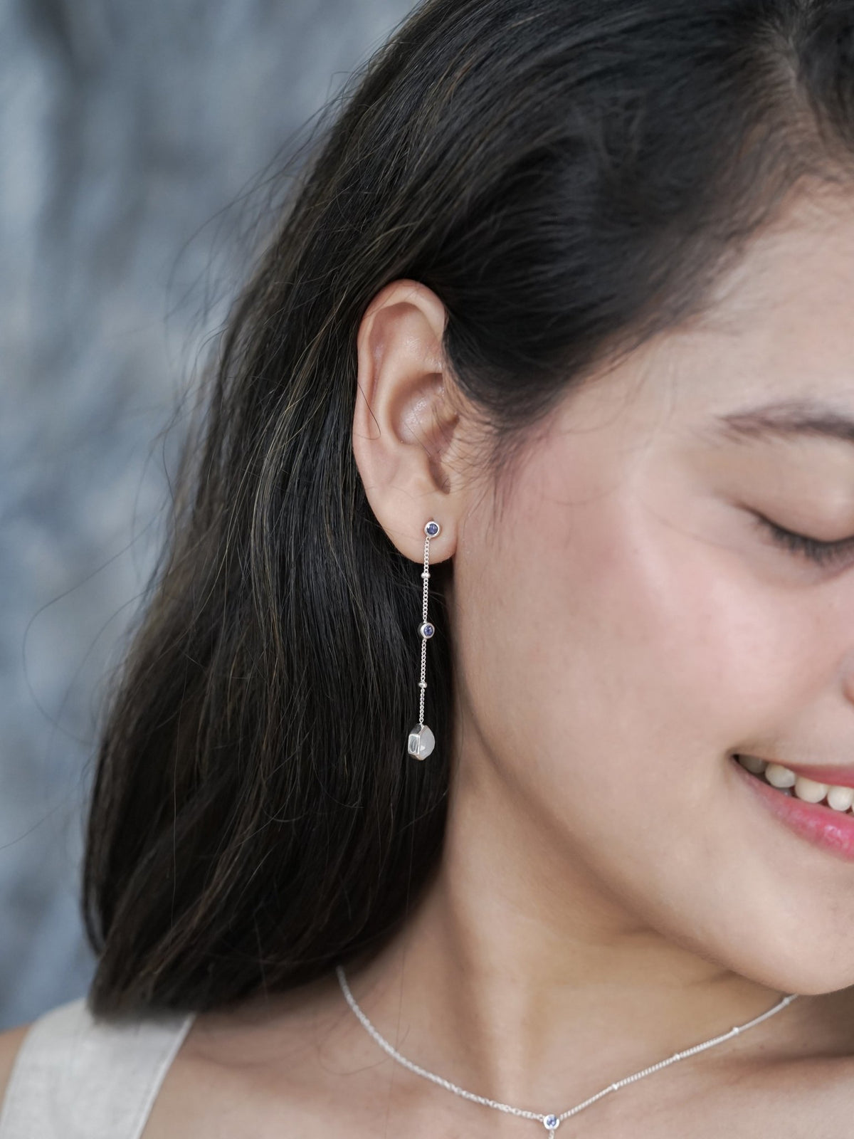 Day Constellation Moonstone and Iolite Earrings - Gardens of the Sun | Ethical Jewelry