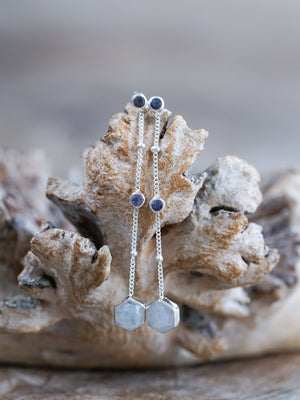 Day Constellation Moonstone and Iolite Earrings - Gardens of the Sun | Ethical Jewelry