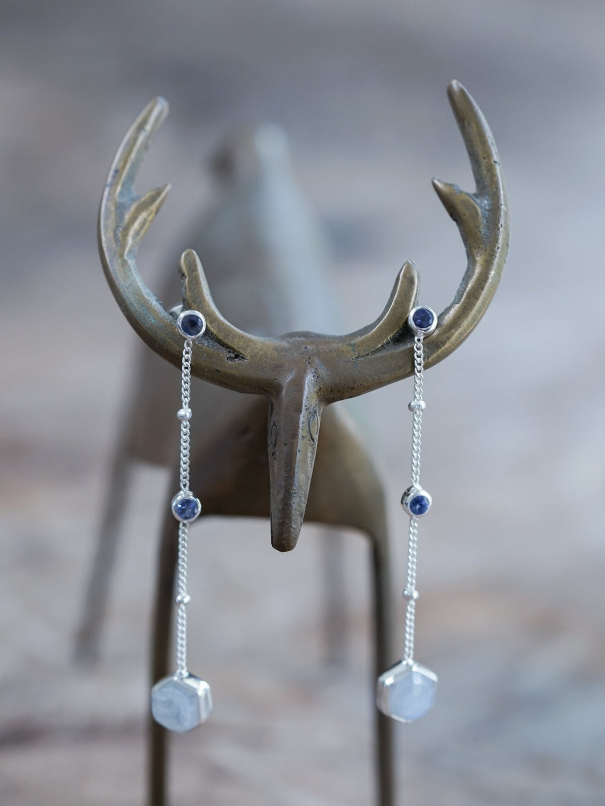 Day Constellation Moonstone and Iolite Earrings - Gardens of the Sun | Ethical Jewelry