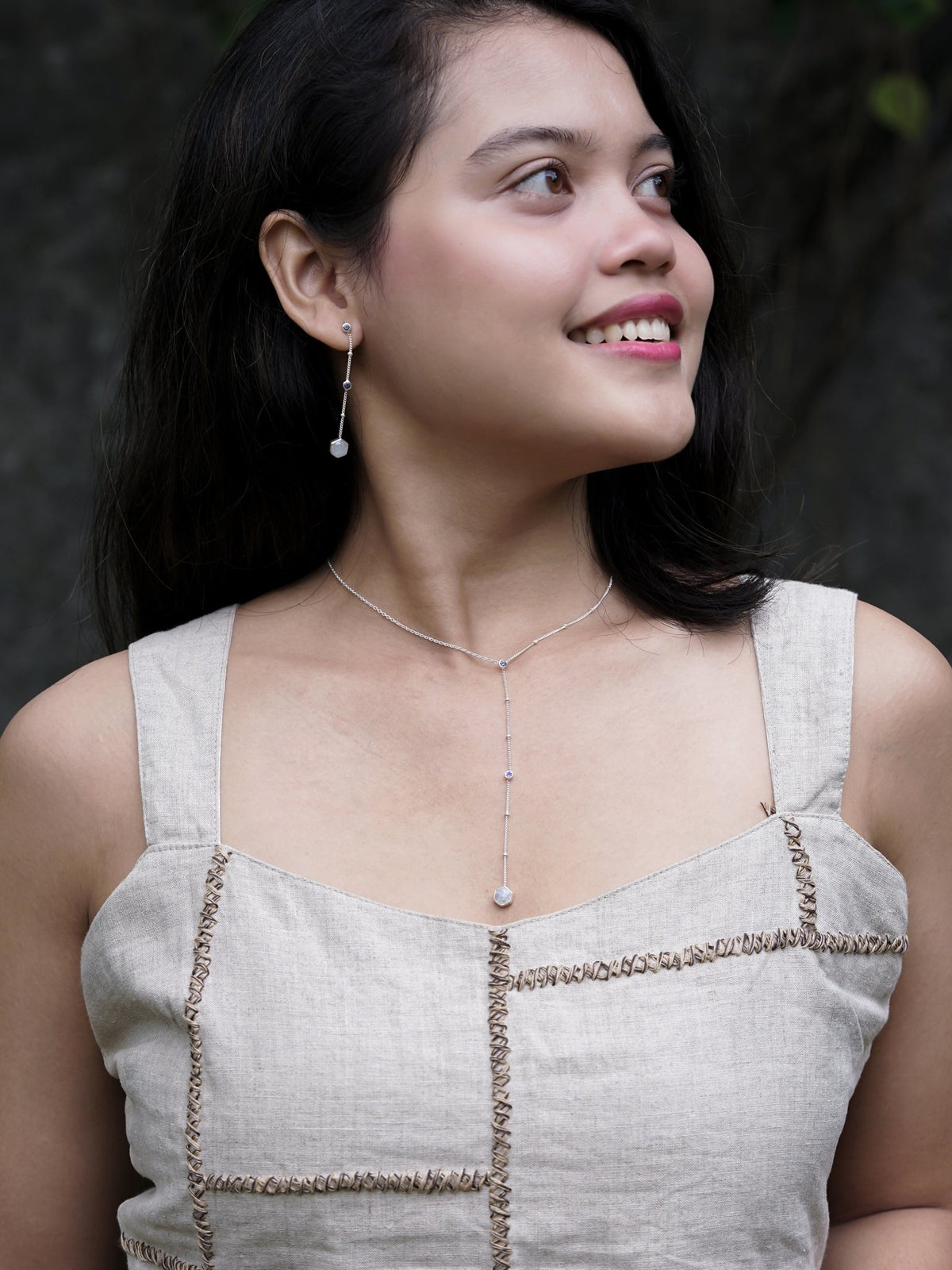 Day Constellation Moonstone and Iolite Earrings - Gardens of the Sun | Ethical Jewelry