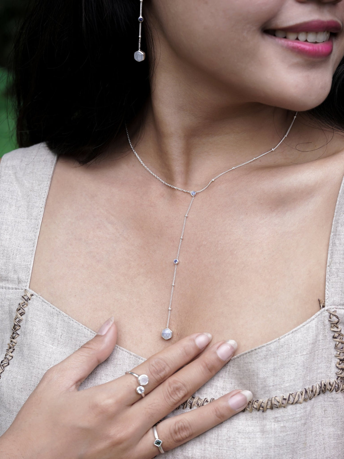 Day Constellation Moonstone and Iolite Necklace - Gardens of the Sun | Ethical Jewelry