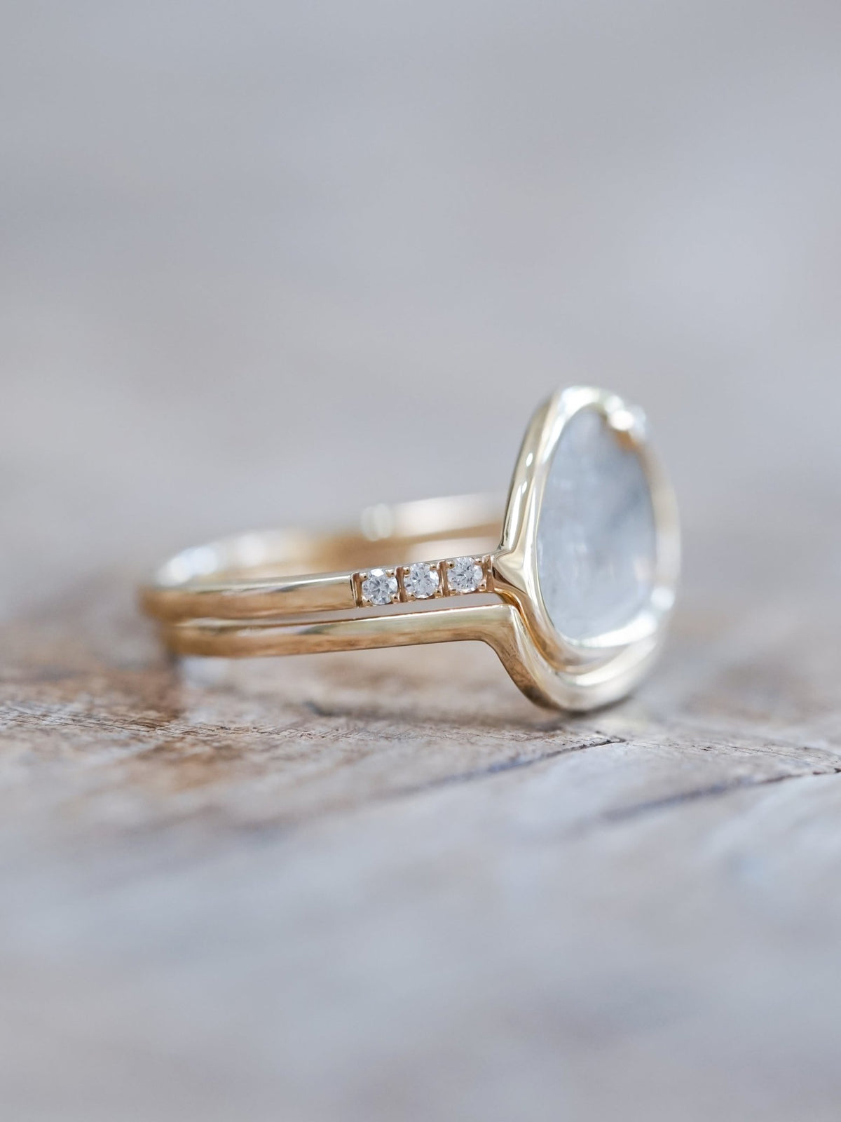 Diamond Slice Ring Set in Ethical Gold - Gardens of the Sun | Ethical Jewelry
