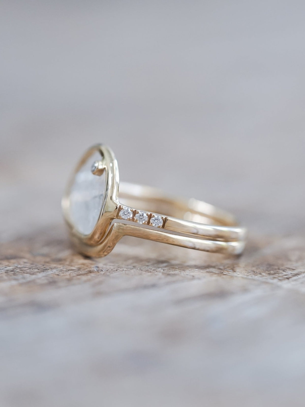 Diamond Slice Ring Set in Ethical Gold - Gardens of the Sun | Ethical Jewelry