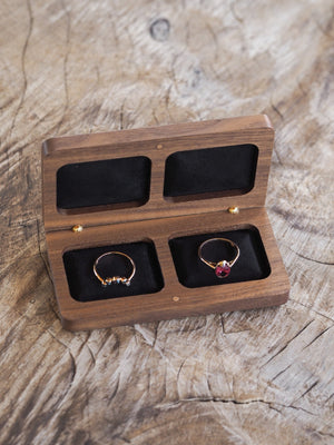 Double Pocket Ring Box in Walnut - Gardens of the Sun | Ethical Jewelry