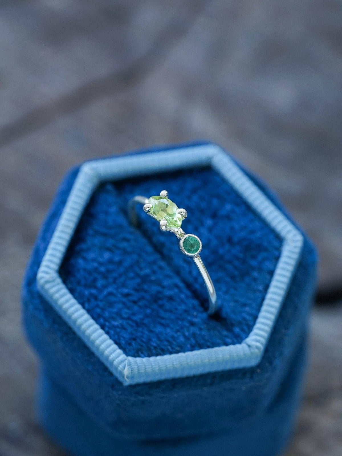 Emerald and Peridot Ring - Gardens of the Sun | Ethical Jewelry