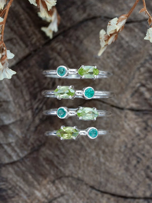 Emerald and Peridot Ring - Gardens of the Sun | Ethical Jewelry