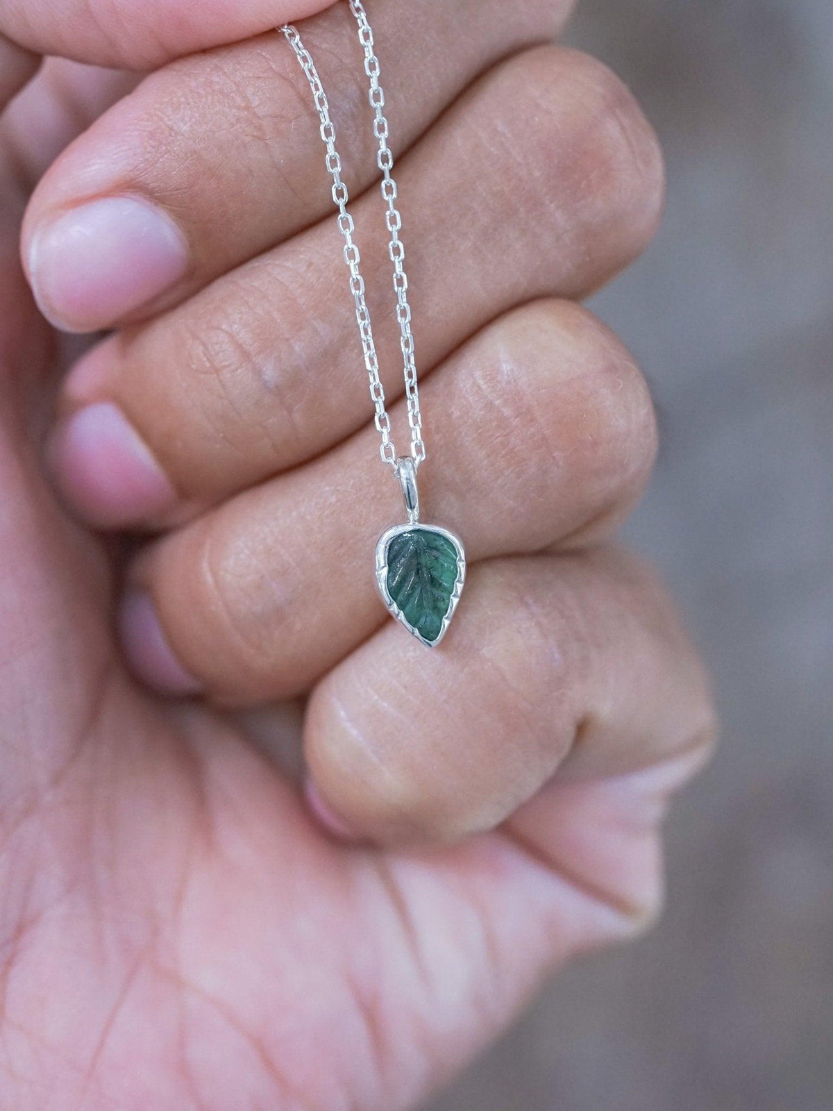 Emerald Leaf and Garnet Necklace - Gardens of the Sun | Ethical Jewelry