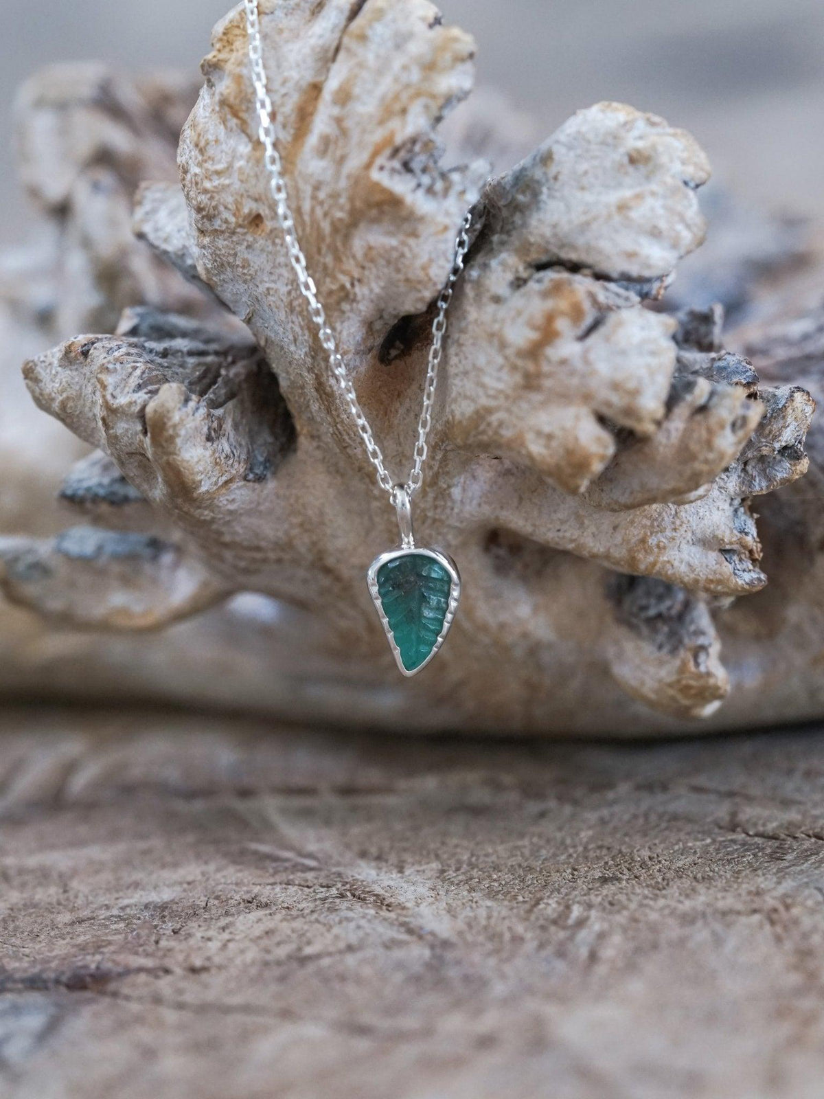 Emerald Leaf and Garnet Necklace - Gardens of the Sun | Ethical Jewelry