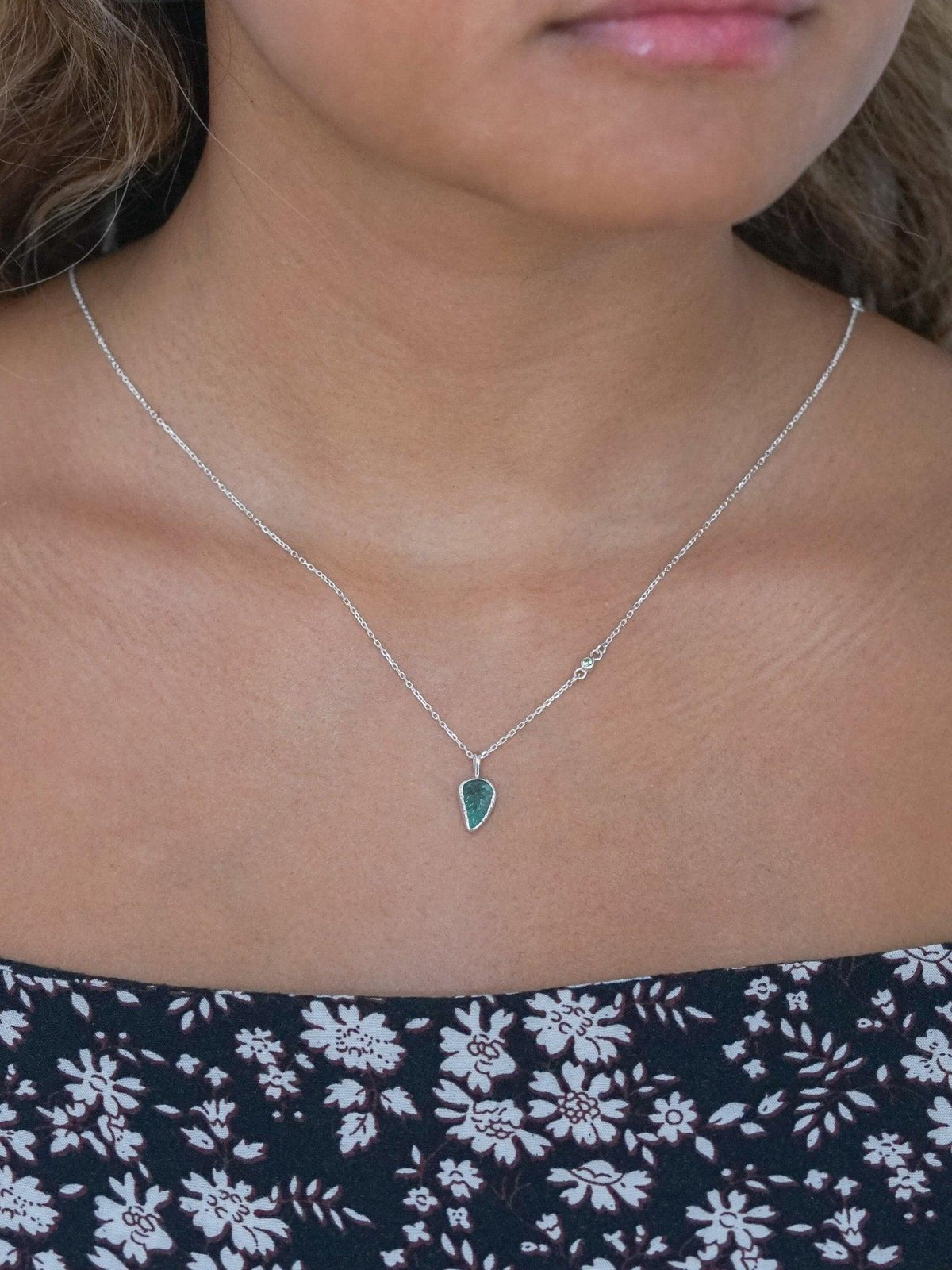 Emerald Leaf and Garnet Necklace - Gardens of the Sun | Ethical Jewelry