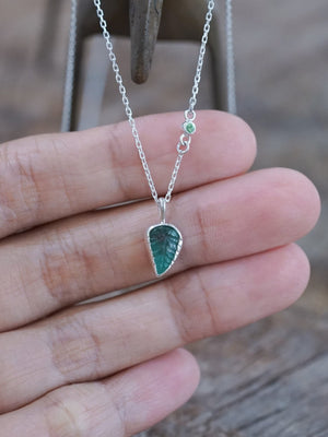 Emerald Leaf and Garnet Necklace - Gardens of the Sun | Ethical Jewelry
