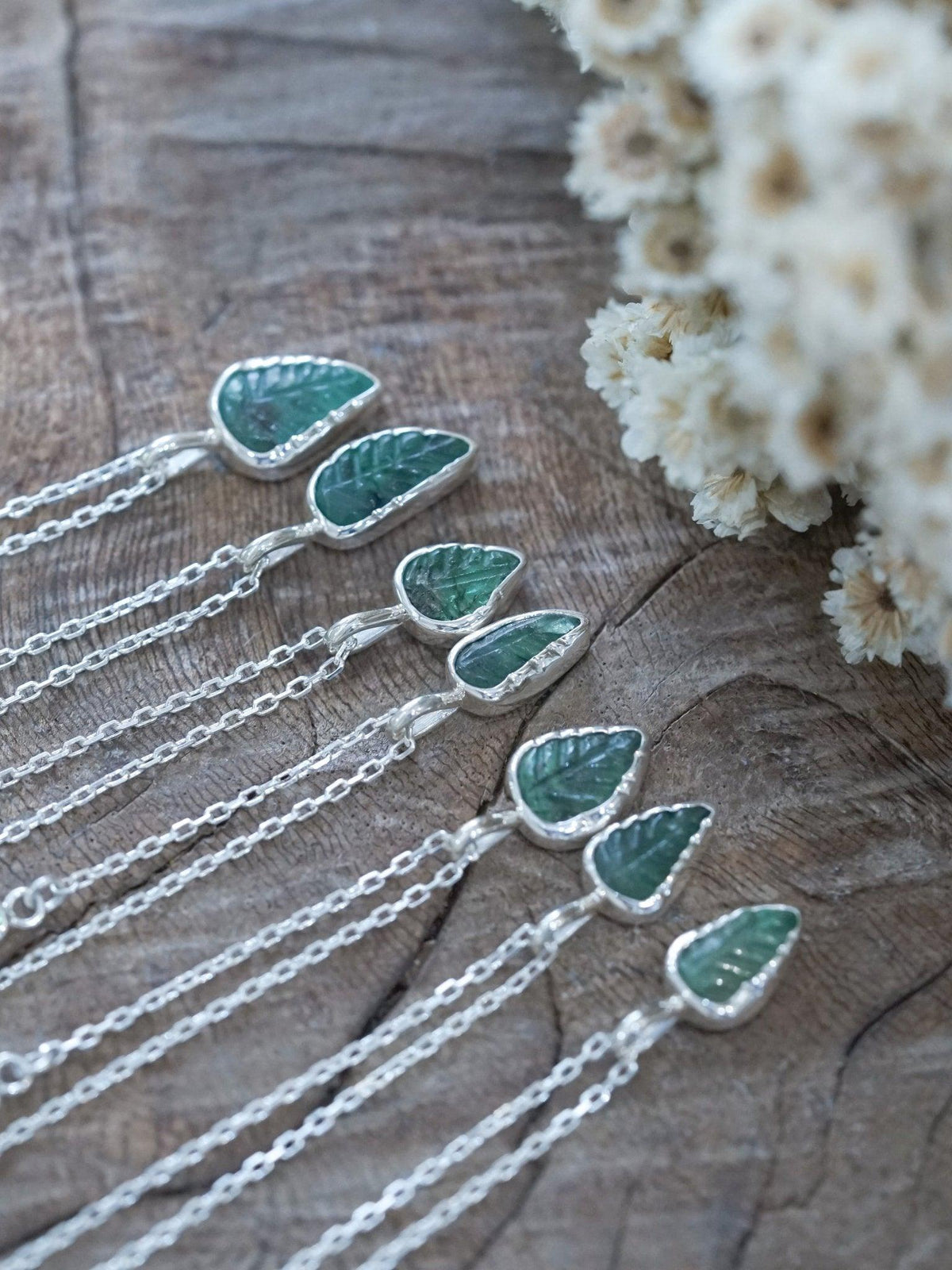 Emerald Leaf and Garnet Necklace - Gardens of the Sun | Ethical Jewelry