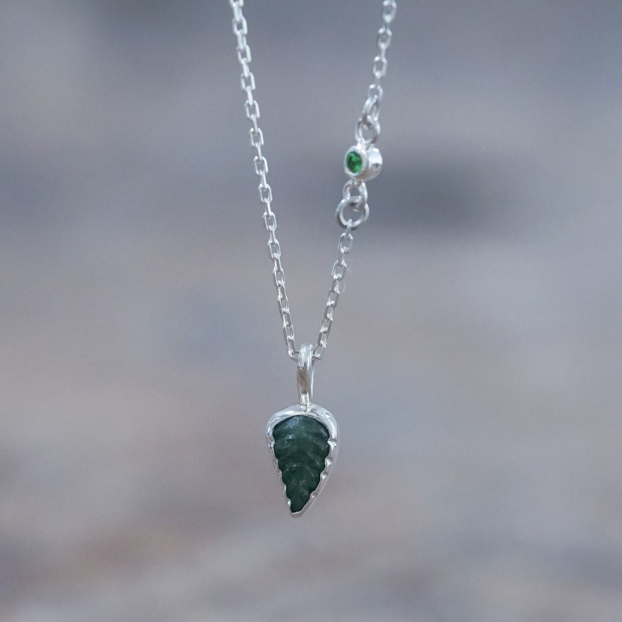 Emerald Leaf and Garnet Necklace - Gardens of the Sun | Ethical Jewelry