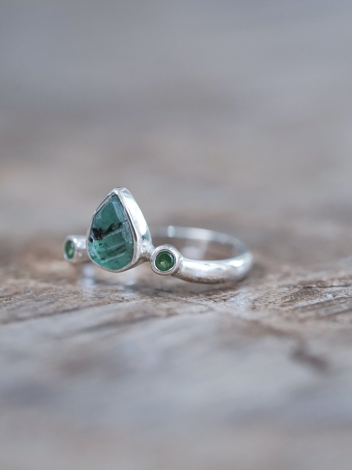 Emerald Leaf and Green Garnet Ring - Gardens of the Sun | Ethical Jewelry