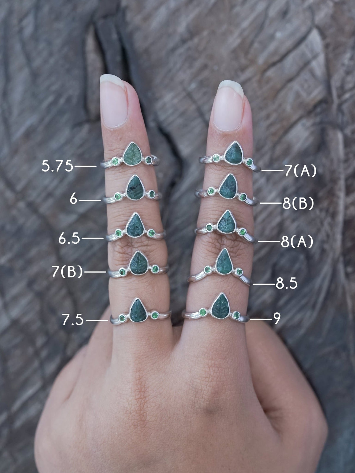 Emerald Leaf and Green Garnet Ring - Gardens of the Sun | Ethical Jewelry