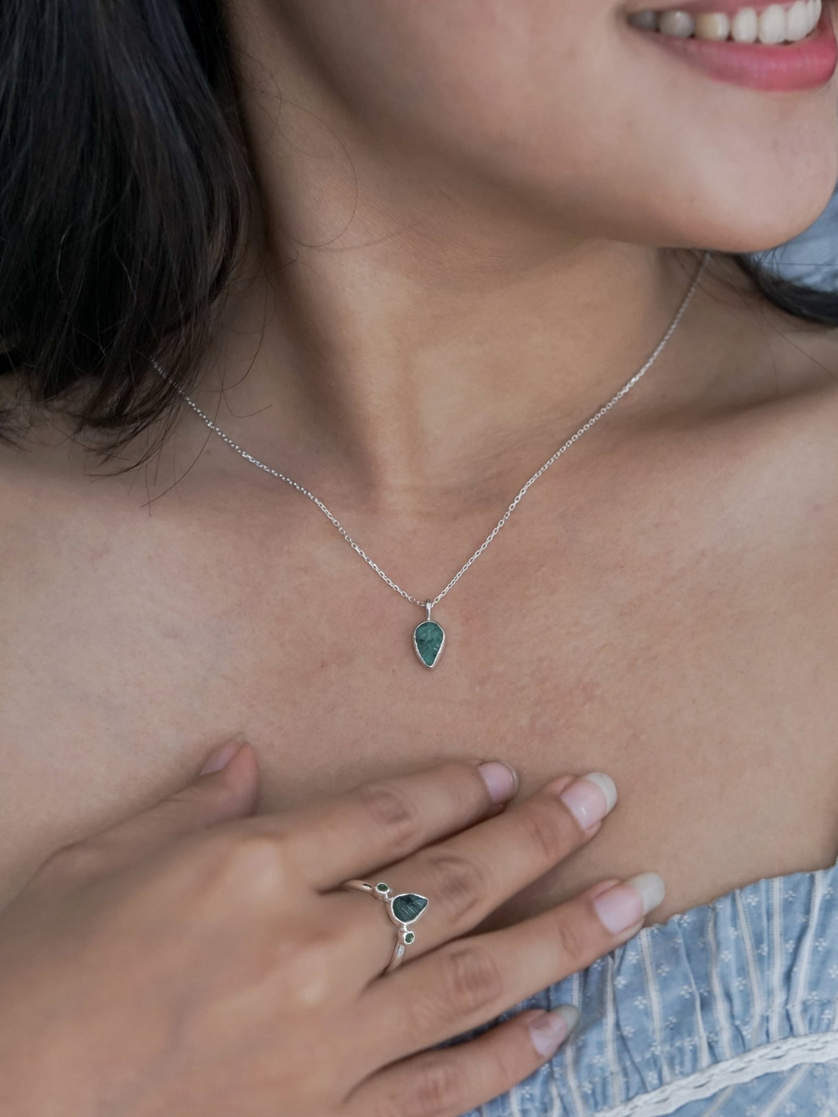 Emerald Leaf and Green Garnet Ring - Gardens of the Sun | Ethical Jewelry