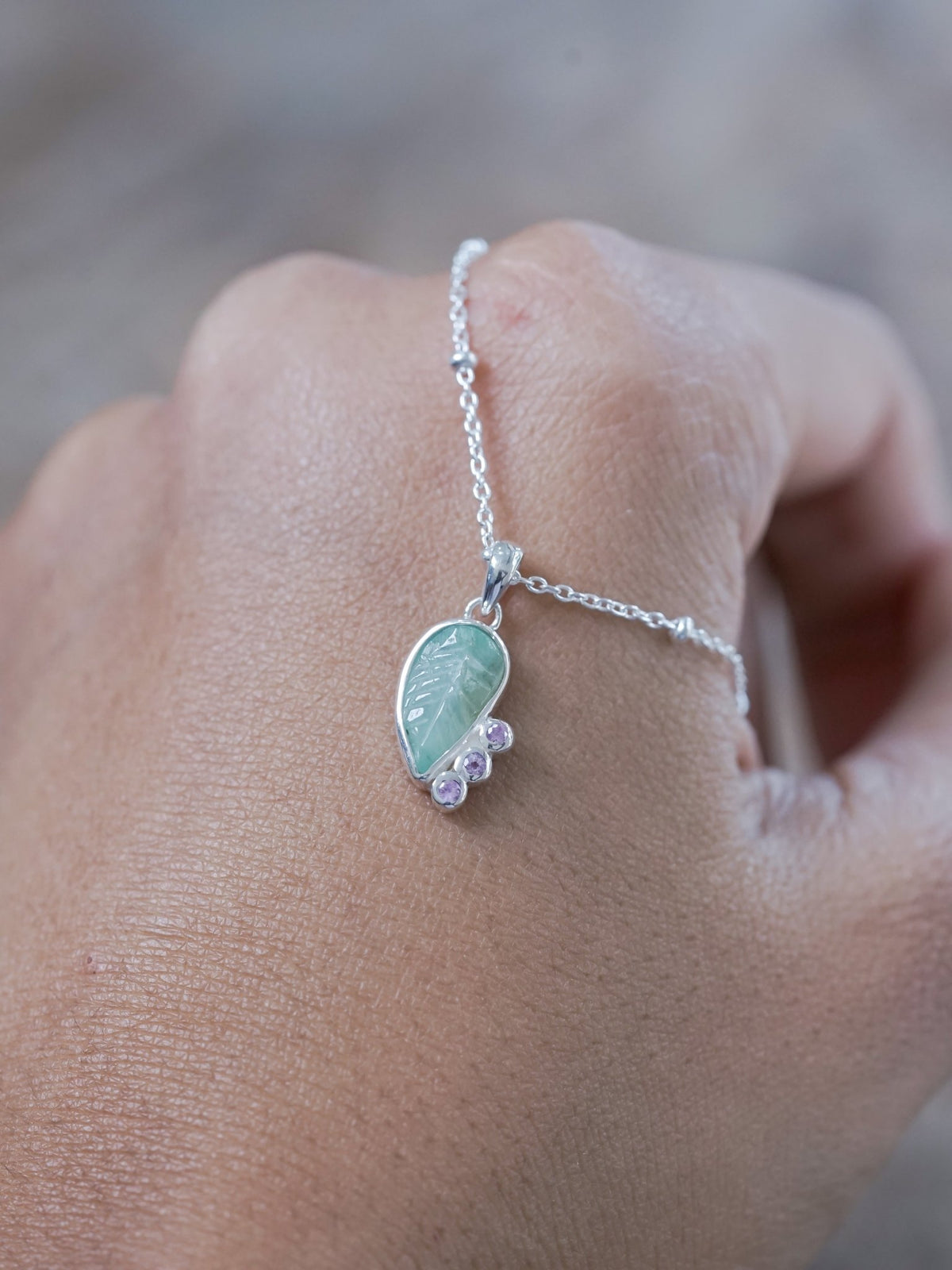 Emerald Leaf and Pink Sapphire Necklace - Gardens of the Sun | Ethical Jewelry