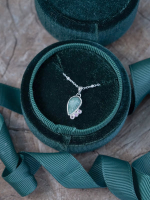 Emerald Leaf and Pink Sapphire Necklace - Gardens of the Sun | Ethical Jewelry