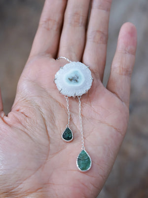 Emerald Leaf And Quartz Necklace - Gardens of the Sun | Ethical Jewelry
