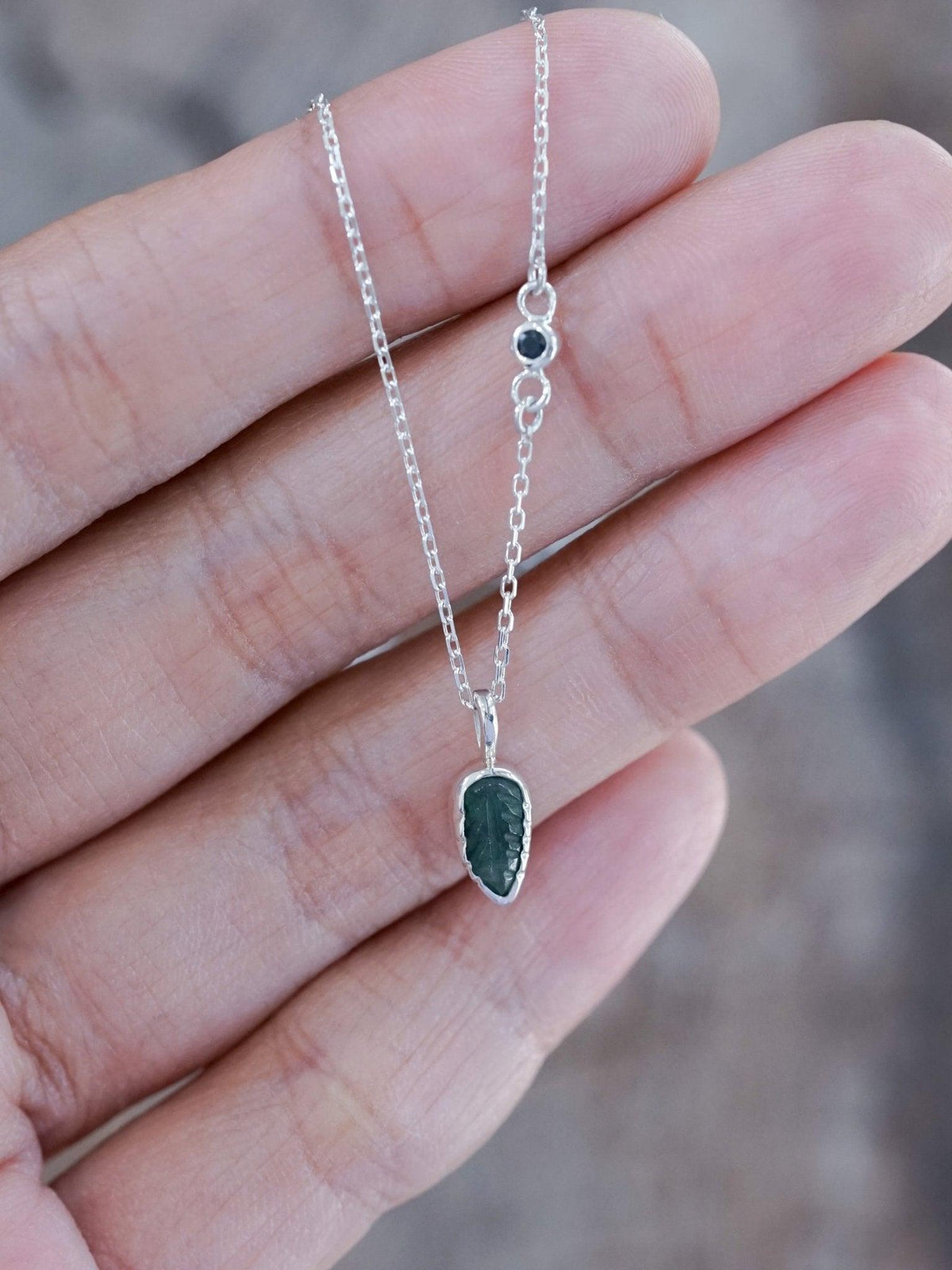 Emerald Leaf and Sapphire Necklace - Gardens of the Sun | Ethical Jewelry