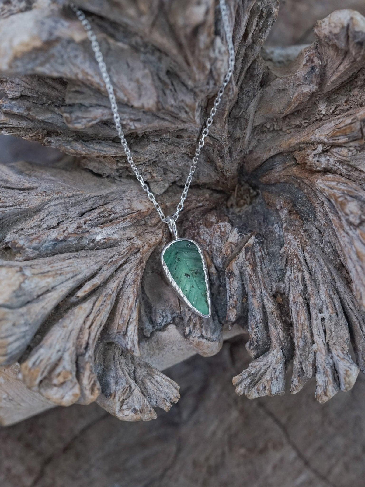 Emerald Leaf and Sapphire Necklace - Gardens of the Sun | Ethical Jewelry