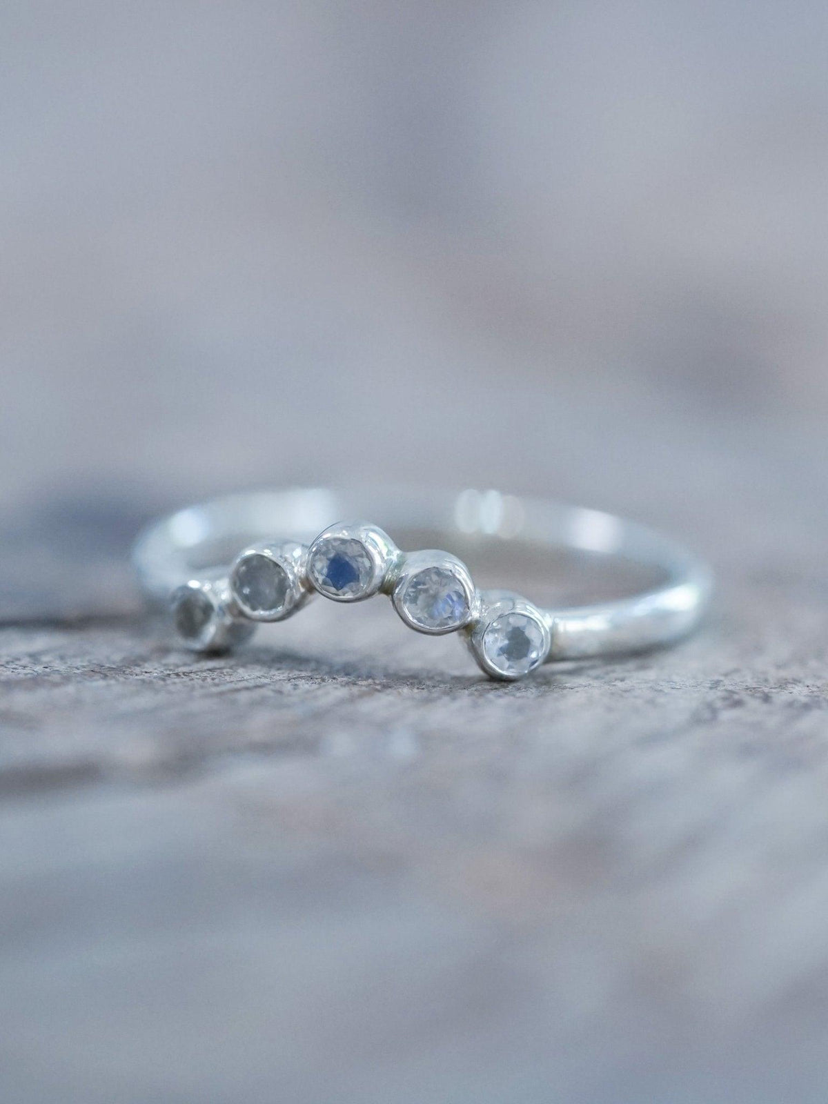 Five Rainbow Moonstone Nesting Ring - Gardens of the Sun | Ethical Jewelry