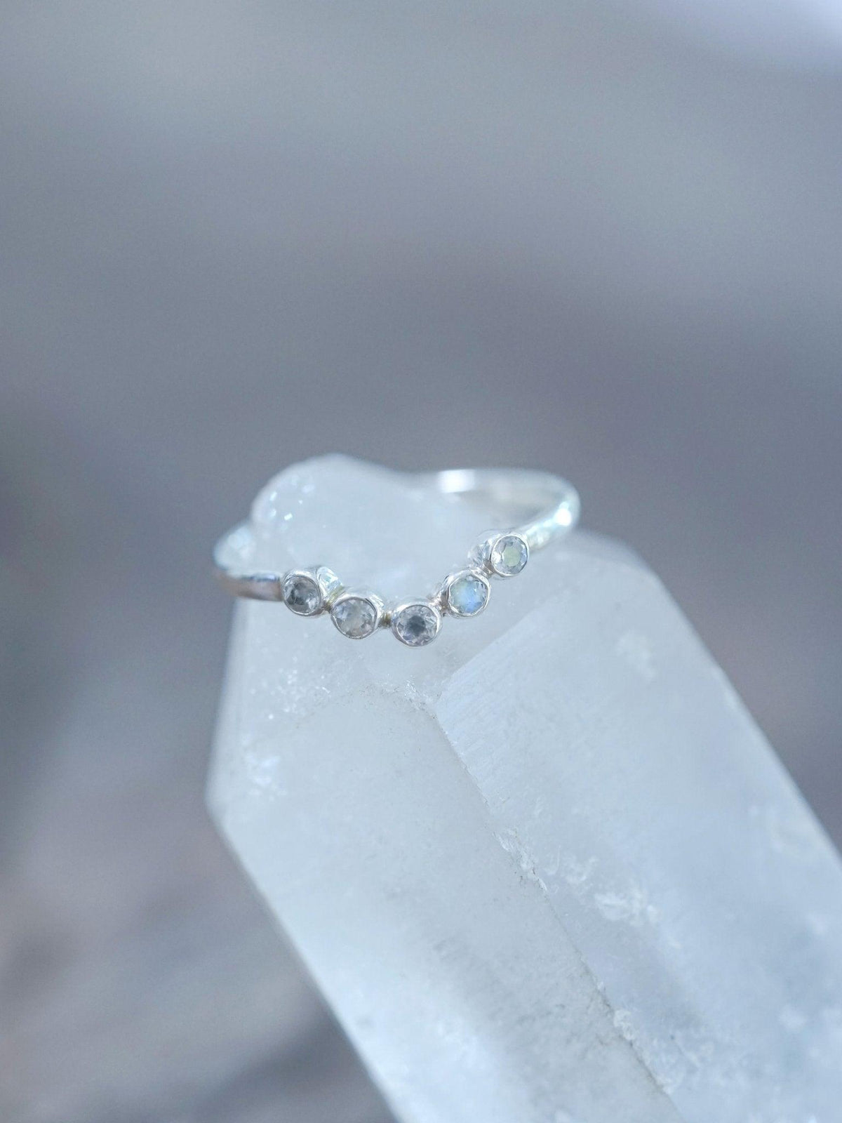 Five Rainbow Moonstone Nesting Ring - Gardens of the Sun | Ethical Jewelry