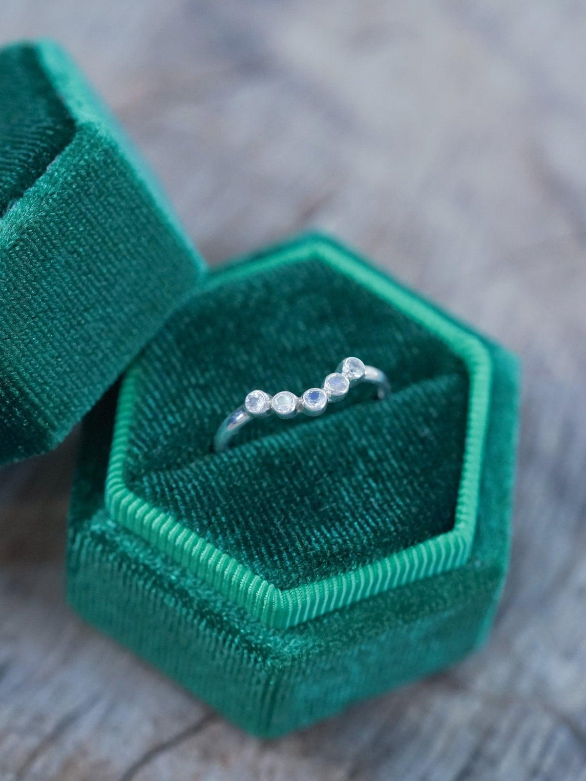 Five Rainbow Moonstone Nesting Ring - Gardens of the Sun | Ethical Jewelry