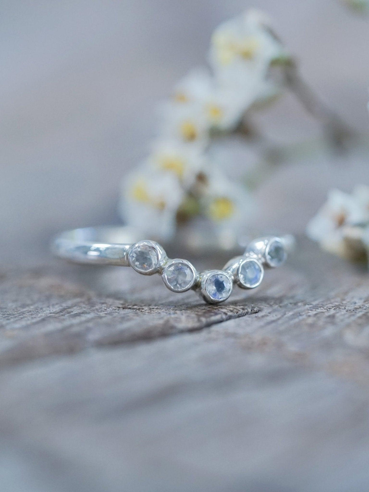 Five Rainbow Moonstone Nesting Ring - Gardens of the Sun | Ethical Jewelry