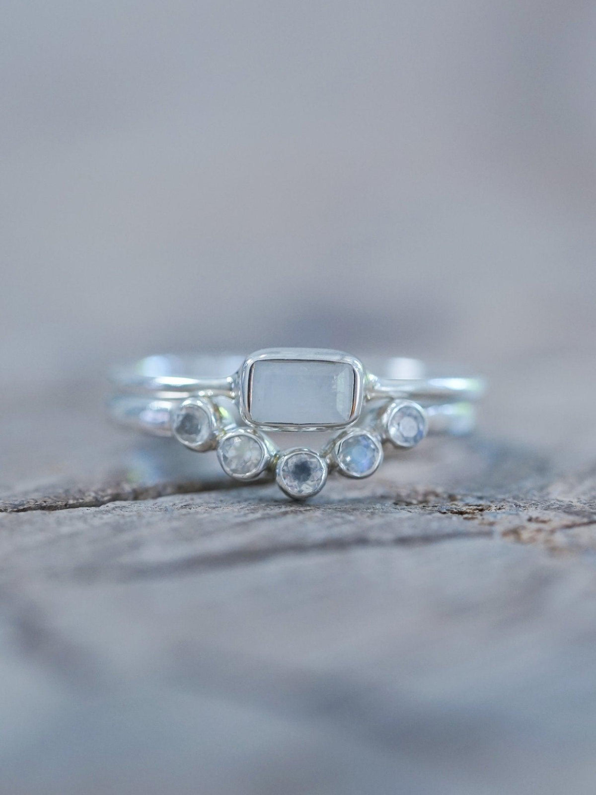 Five Rainbow Moonstone Nesting Ring - Gardens of the Sun | Ethical Jewelry
