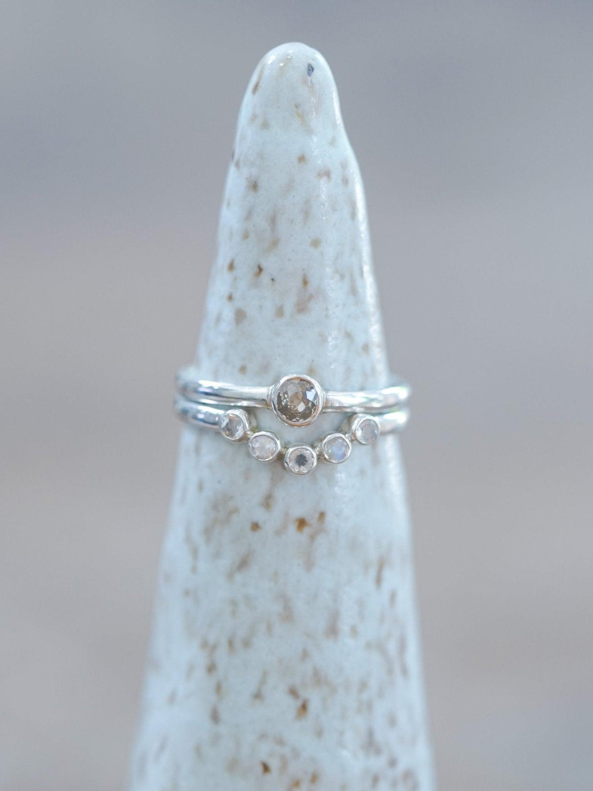 Five Rainbow Moonstone Nesting Ring - Gardens of the Sun | Ethical Jewelry