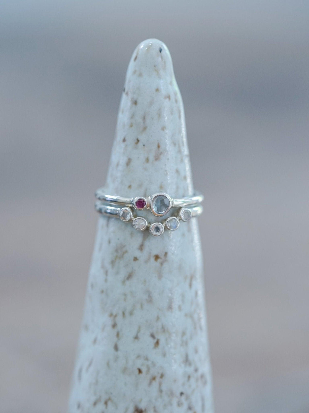 Five Rainbow Moonstone Nesting Ring - Gardens of the Sun | Ethical Jewelry