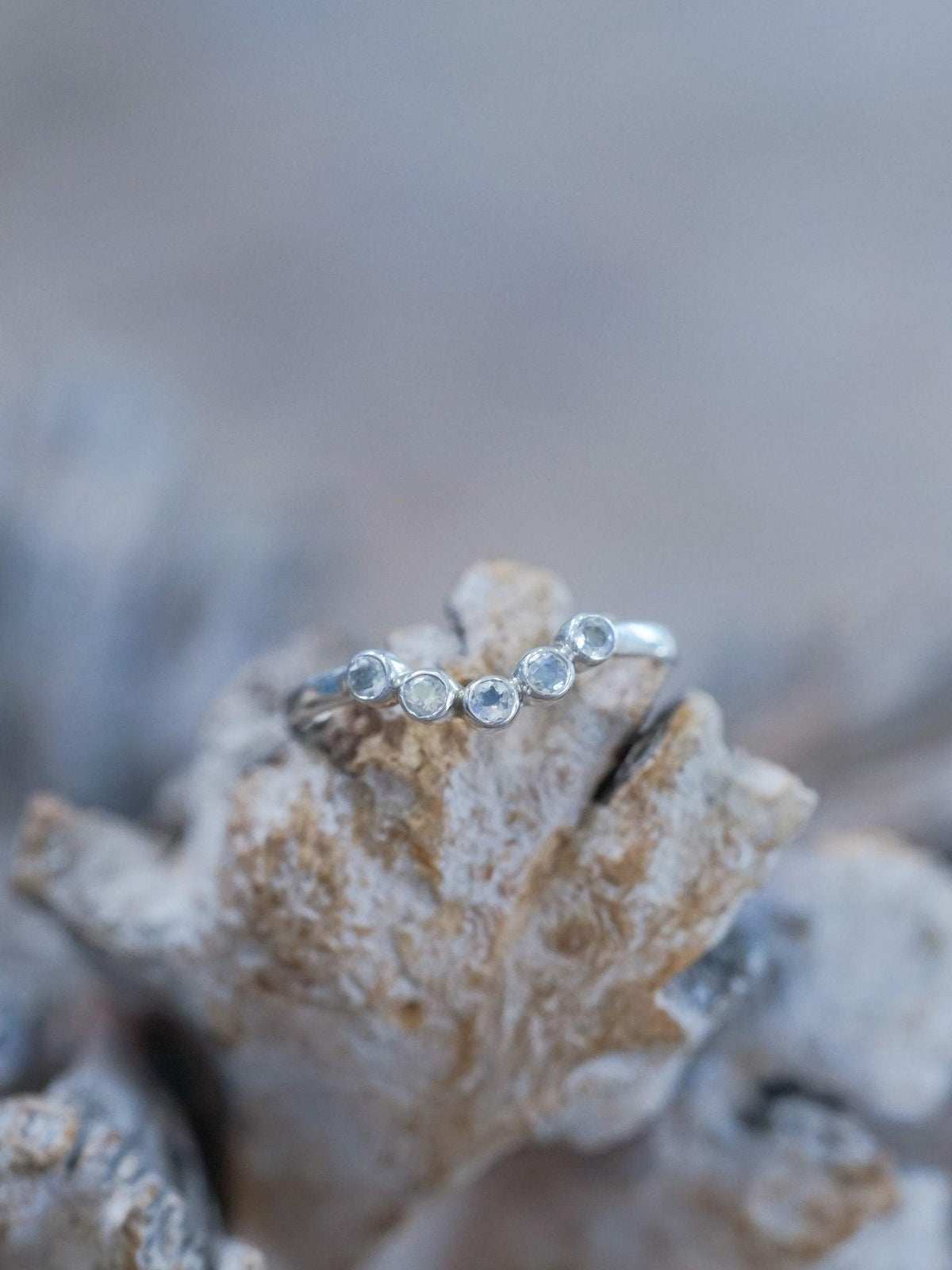 Five Rainbow Moonstone Nesting Ring - Gardens of the Sun | Ethical Jewelry