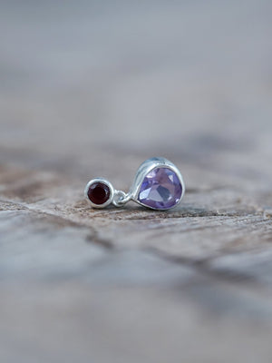 Garnet and Amethyst Dangling Earrings - Gardens of the Sun | Ethical Jewelry