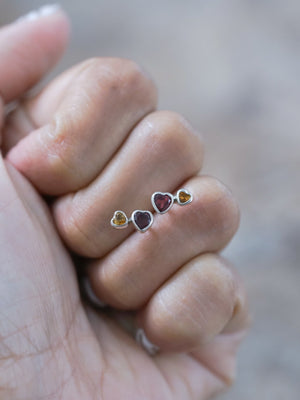Garnet and Citrine Heart Earrings - Gardens of the Sun | Ethical Jewelry