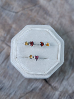 Garnet and Citrine Heart Earrings - Gardens of the Sun | Ethical Jewelry