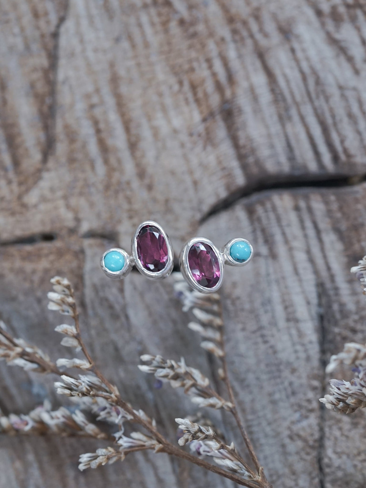 Garnet and Nevada Turquoise Earrings - Gardens of the Sun | Ethical Jewelry