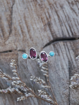 Garnet and Nevada Turquoise Earrings - Gardens of the Sun | Ethical Jewelry