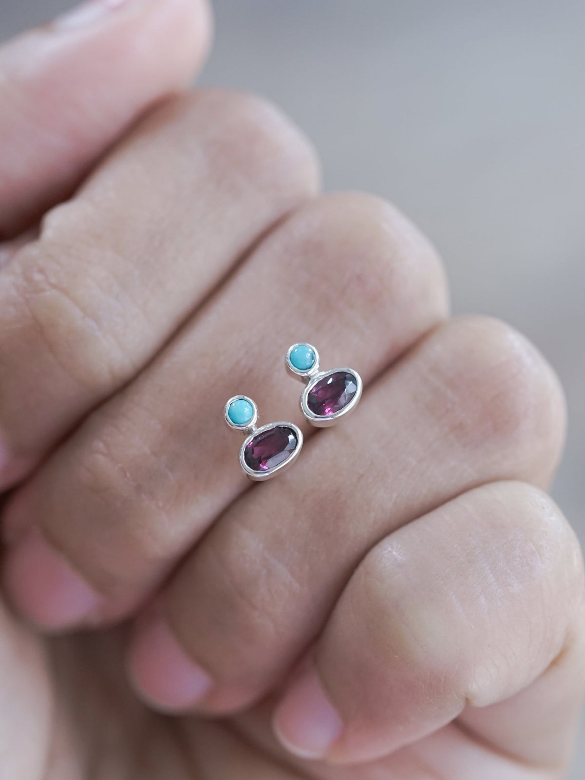Garnet and Nevada Turquoise Earrings - Gardens of the Sun | Ethical Jewelry