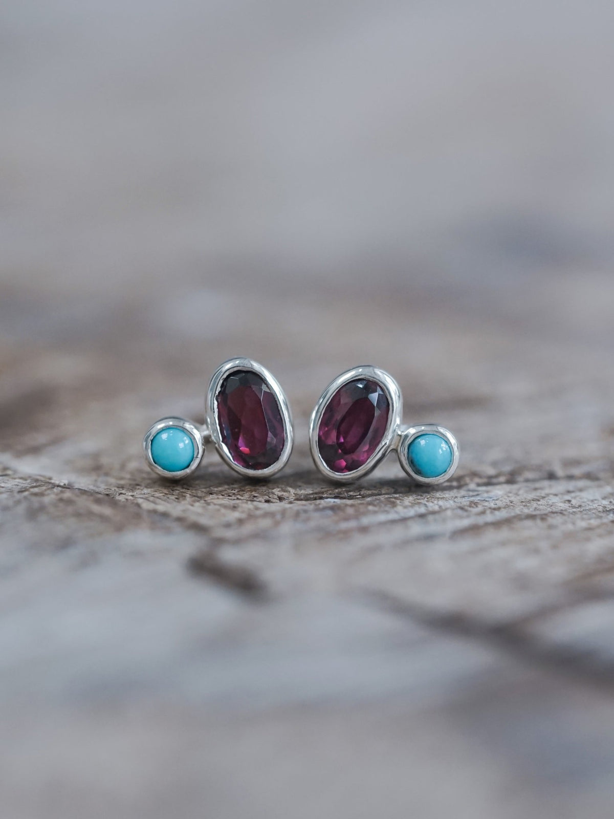 Garnet and Nevada Turquoise Earrings - Gardens of the Sun | Ethical Jewelry