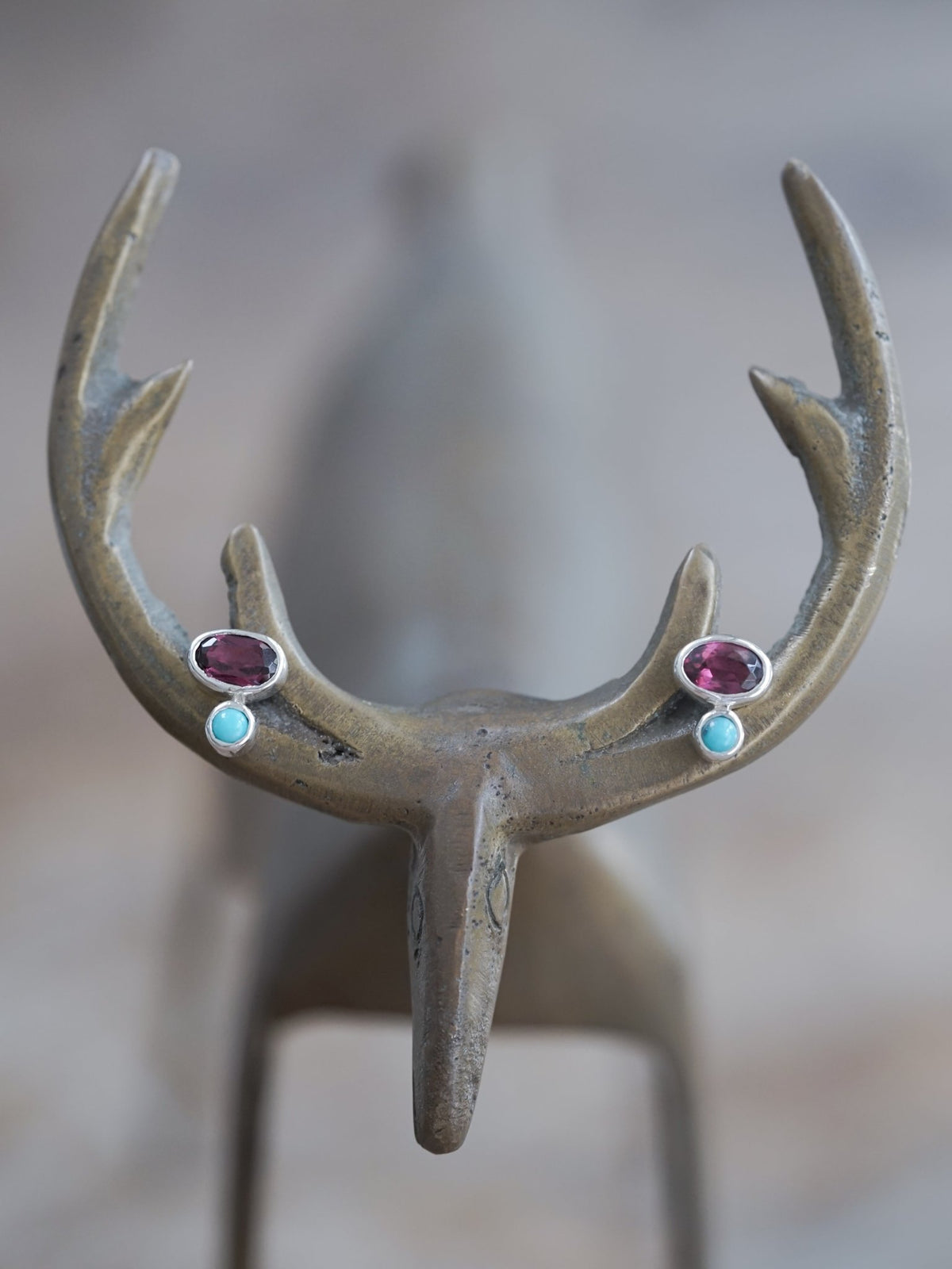 Garnet and Nevada Turquoise Earrings - Gardens of the Sun | Ethical Jewelry