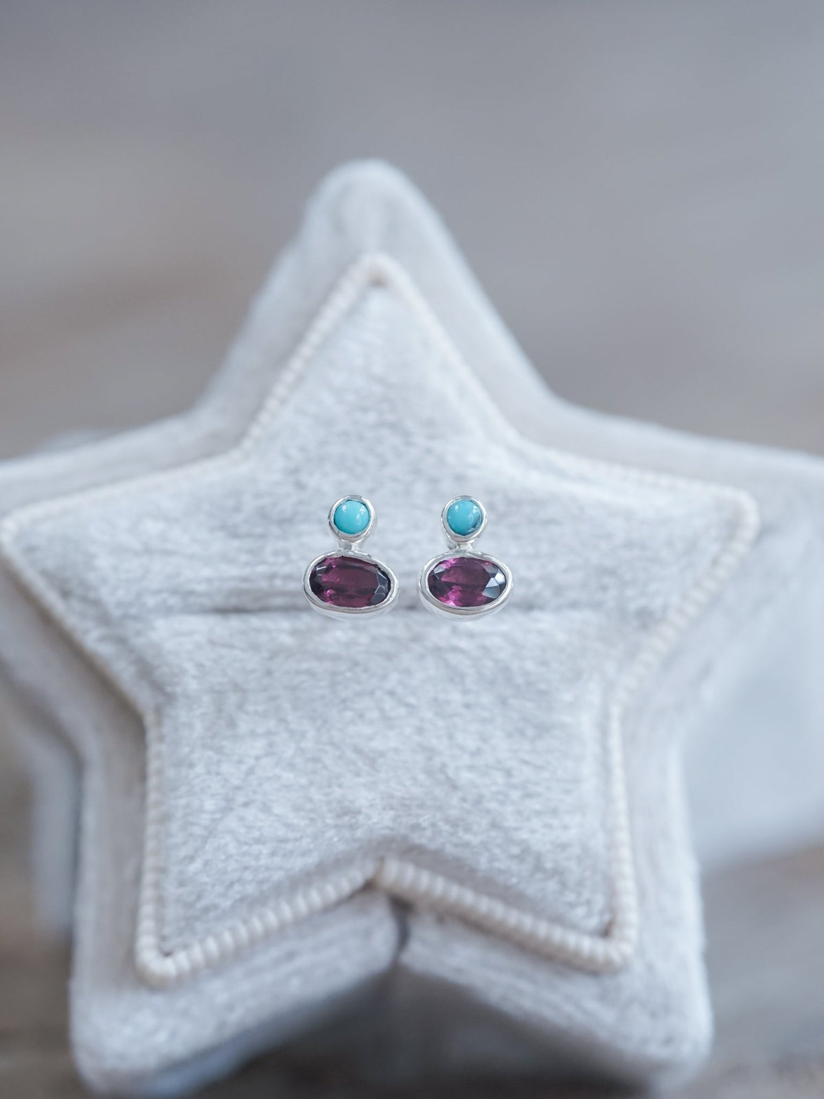 Garnet and Nevada Turquoise Earrings - Gardens of the Sun | Ethical Jewelry